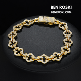 Iced-Out Clover Link Necklace – 18 / 20 / 22 Inches | 10MM | S925 Silver, Gold & Rose Gold | VVS Moissanite | GRA Certified