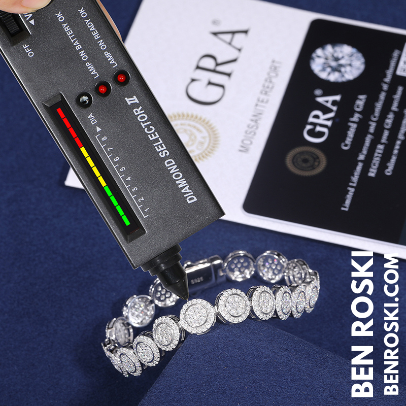 9MM Moissanite Round Cluster Bracelet – 7" / 8" | Silver, Gold, or Rose Gold | GRA Certified