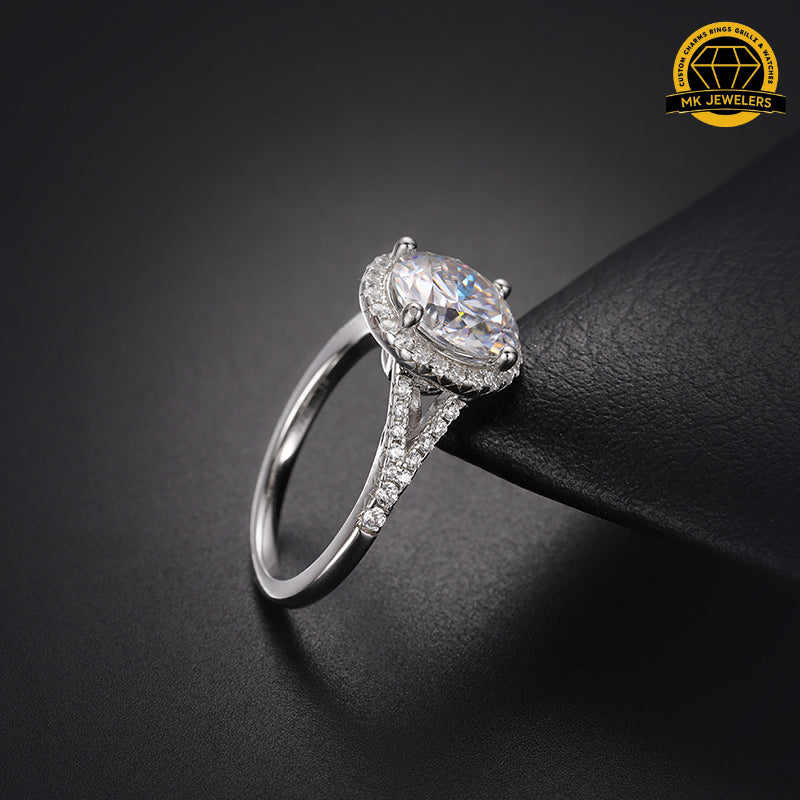 3CT Moissanite Halo Engagement Ring – 9MM | 3.53g | S925 Silver, Gold & Rose Gold | GRA Certified