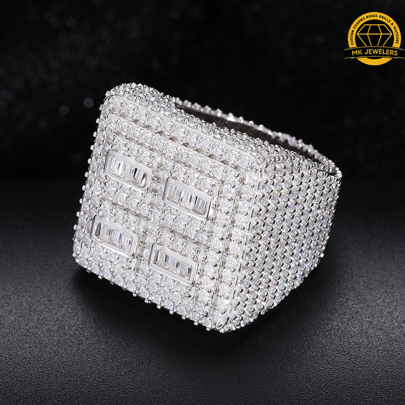 Iced-Out Moissanite Statement Ring – Sizes 8,9,10 &11 | 19.3g | S925 Silver, Gold, Rose Gold & Silver | GRA Certified