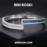 8MM Moissanite Baguette Bangle – 7" & 8" | Silver, Gold Plated & Rose Gold Plated over 925 Sterling Silver | GRA Certified