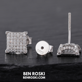 Square Cluster Stud Earrings Sterling Silver, Gold, or Rose Gold | VVS Moissanite | GRA Certified