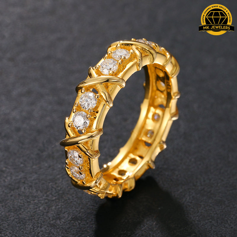 Criss-Cross Eternity Band – 8MM | 6g | S925 Silver or Gold & Rose Gold | VVS Moissanite | GRA Certified
