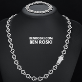 Iced-Out Clover Link Necklace – 18 / 20 / 22 Inches | 10MM | S925 Silver, Gold & Rose Gold | VVS Moissanite | GRA Certified