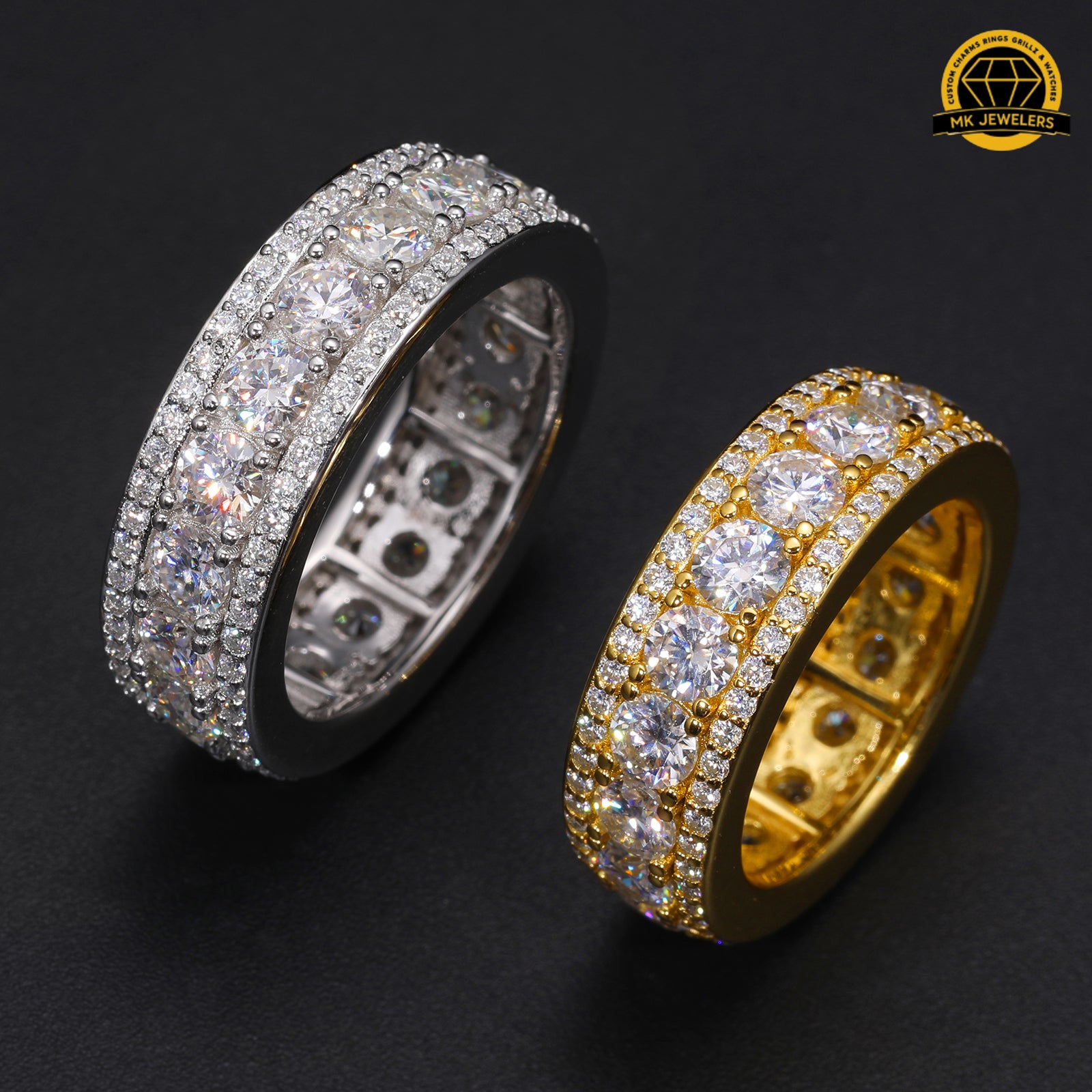 8MM Eternity Band Ring – S925 Silver, Gold & Rose Gold  | Sizes 8, 9, 10, 11 | VVS Moissanite | GRA Certified |