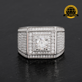Men’s Iced Moissanite Square Statement Ring – 16MM | 15.09g | S925 Silver, Gold, or Rose Gold | VVS Moissanite | GRA Certified