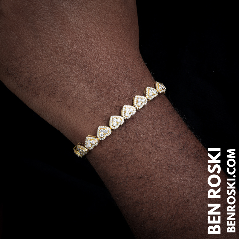 8MM Heart Moissanite Bracelet – 7-Inch / 8-Inch | Silver, Gold, or Rose Gold | GRA Certified