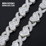 Heart Baguette Moissanite Necklace – 12MM | 18 Inch | Silver, Gold & Rose Gold | GRA Certified