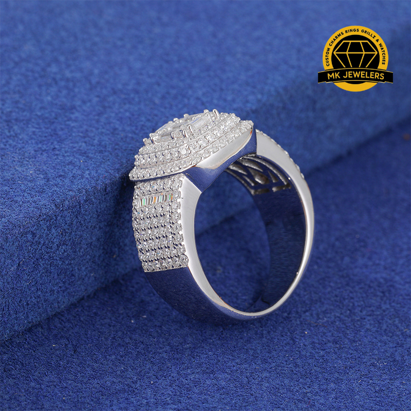 Luxury Cushion Cluster Moissanite Ring – 15MM | 11.53g | S925 Silver, Gold, or Rose Gold | VVS Moissanite | GRA Certified