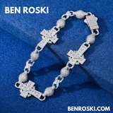 Moissanite Cross Link Bracelet – 7.5" & 8" | 14MM | 17.94g | S925 Silver, Gold, or Rose Gold | VVS Moissanite | GRA Certified