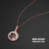 Custom Round Photo Pendant Sterling Silver, Gold & Rose Gold | VVS Moissanite | GRA Certified