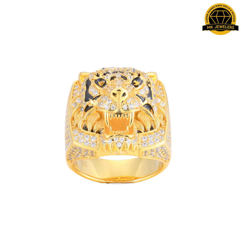 Iced-Out Tiger Head Ring – Sizes 8,9,10 &11 | 15.61g | S925 Silver, Gold & Rose Gold | VVS Moissanite | GRA Certified