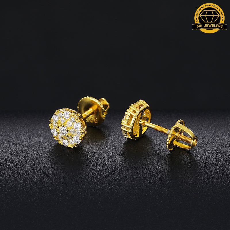 7MM Round Cluster Moissanite Earrings | 1.2g | S925 Silver or Gold Plated | GRA Certified