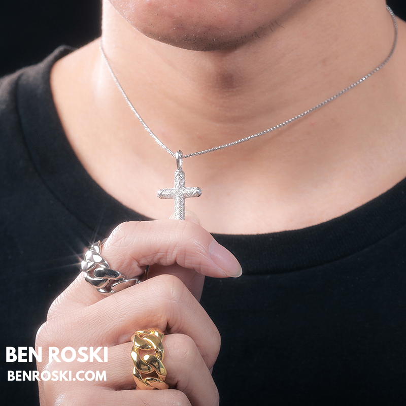 Vintage Moissanite Cross Pendant Sterling Silver, Gold, or Rose Gold | VVS Moissanite | GRA Certified