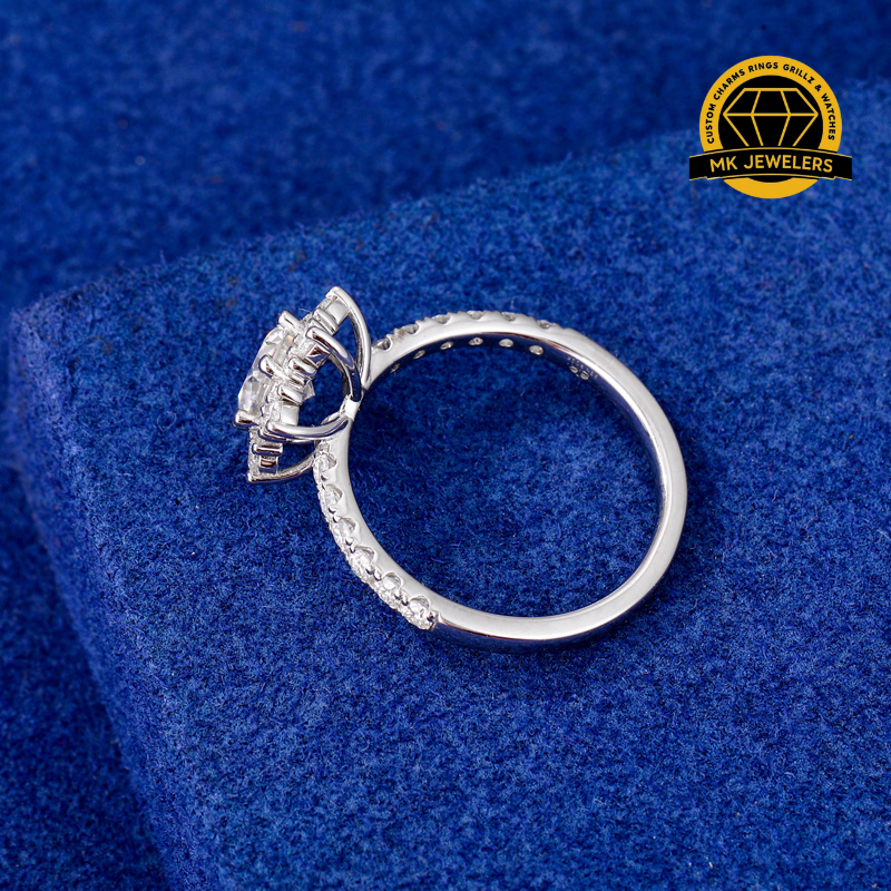 Floral Moissanite Engagement Ring – 12MM | 3.02g | S925 Silver, Gold & Rose Gold | GRA Certified