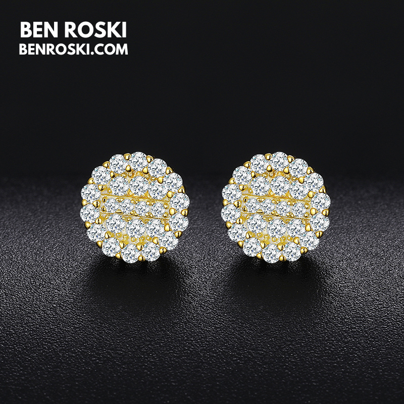Round Cluster Stud Earrings Sterling Silver, Gold, or Rose Gold | VVS Moissanite | GRA Certified