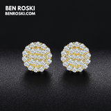 Round Cluster Stud Earrings Sterling Silver, Gold, or Rose Gold | VVS Moissanite | GRA Certified