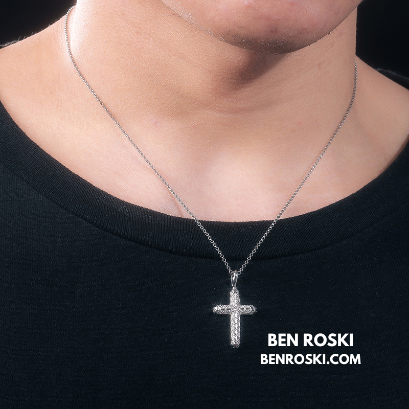 Vintage Moissanite Cross Pendant Sterling Silver, Gold, or Rose Gold | VVS Moissanite | GRA Certified