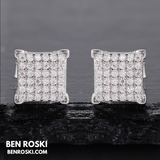 Square Cluster Stud Earrings Sterling Silver, Gold, or Rose Gold | VVS Moissanite | GRA Certified