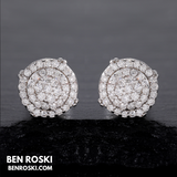 Round Cluster Stud Earrings Sterling Silver, Gold, or Rose Gold | VVS Moissanite | GRA Certified