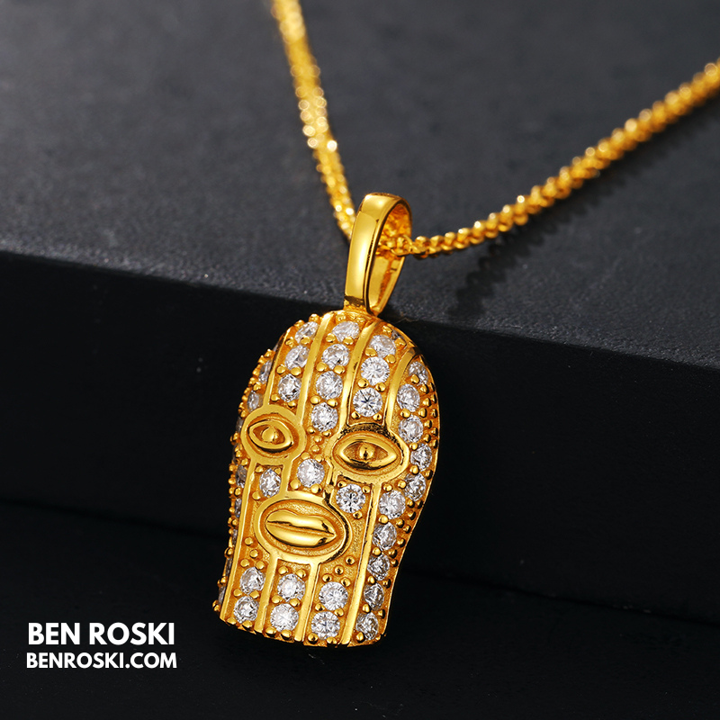 Ski Mask Moissanite Pendant Sterling Silver or Gold/Rose Gold Plated | VVS Moissanite | GRA Certified