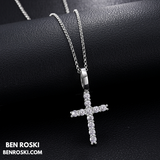 Moissanite Cross Pendant Necklace Sterling Silver or Gold / Rose Gold Plated | VVS Moissanite | GRA Certified
