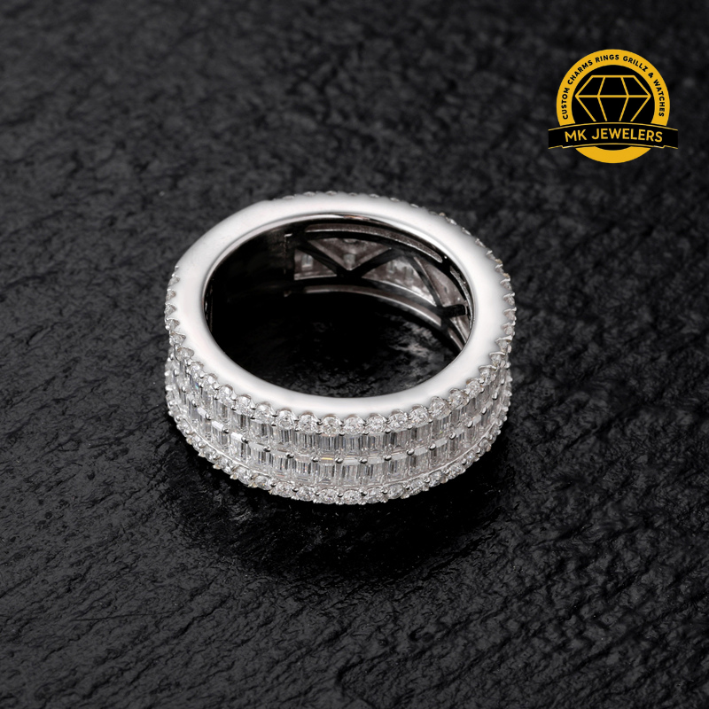 Triple Row Eternity Band Ring – 8MM | 9.95g | S925 Silver, Gold, or Rose Gold | VVS Moissanite | GRA Certified