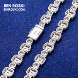 8MM Geometric & Round Cluster Moissanite Chain – 44.91g | 22 Inch | S925 Silver, Gold, or Rose Gold | VVS D Color | GRA Certified