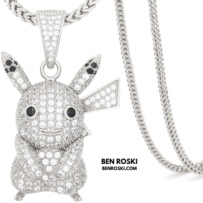 Iced-Out Pikachu Moissanite Pendant – Sterling Silver | Gold, Silver & Rose Gold | GRA Certified