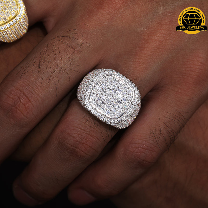 Iced-Out Moissanite Square Cluster Ring – 23MM | 14.5g | S925 Silver, Gold & Rose Gold | Sizes 8, 9, 10, 11 | GRA Certified
