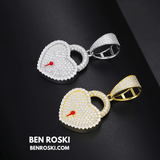 Heart Lock Pendant Sterling Silver or Gold/Rose Gold Plated | VVS Moissanite | GRA Certified