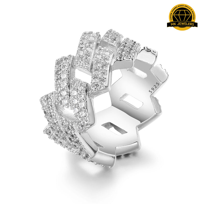 Cuban Link Band Ring – 13MM | 11g | S925 Silver | VVS Moissanite | Sizes 8, 9, 10, 11 | Gold, Silver & Rose Gold | GRA Certified