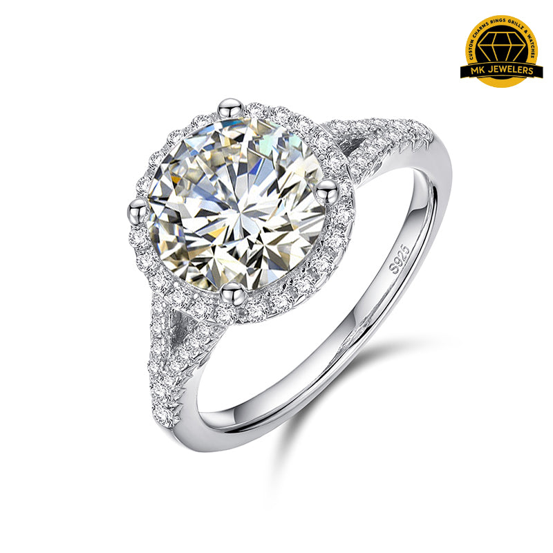 3CT Moissanite Halo Engagement Ring – 9MM | 3.53g | S925 Silver, Gold & Rose Gold | GRA Certified