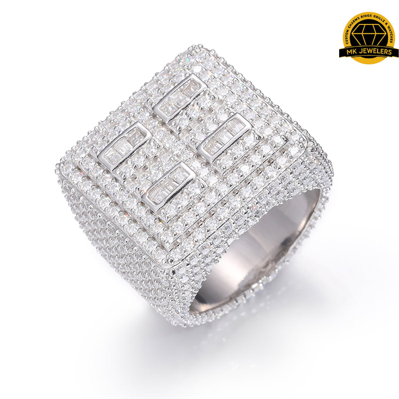 Iced-Out Moissanite Statement Ring – Sizes 8,9,10 &11 | 19.3g | S925 Silver, Gold, Rose Gold & Silver | GRA Certified