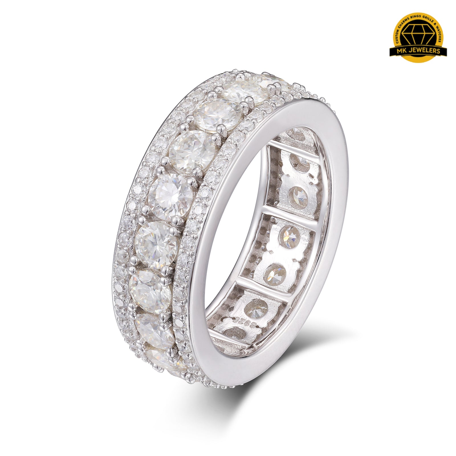 8MM Eternity Band Ring – S925 Silver, Gold & Rose Gold  | Sizes 8, 9, 10, 11 | VVS Moissanite | GRA Certified |