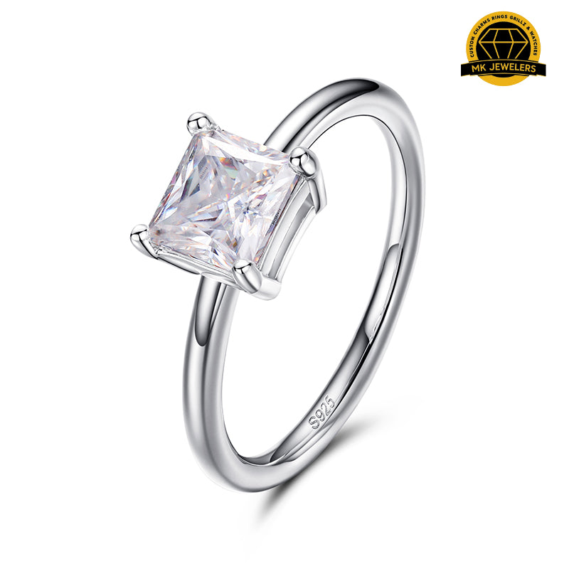 Princess Cut Moissanite Solitaire Ring – 5x5MM | 2g | S925 Silver, Gold or Rose Gold | VVS Moissanite | GRA Certified