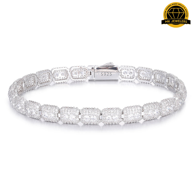 7MM Moissanite Cluster Link Bracelet – 8-Inch | 925 Sterling Silver or Gold Finish | GRA Certified