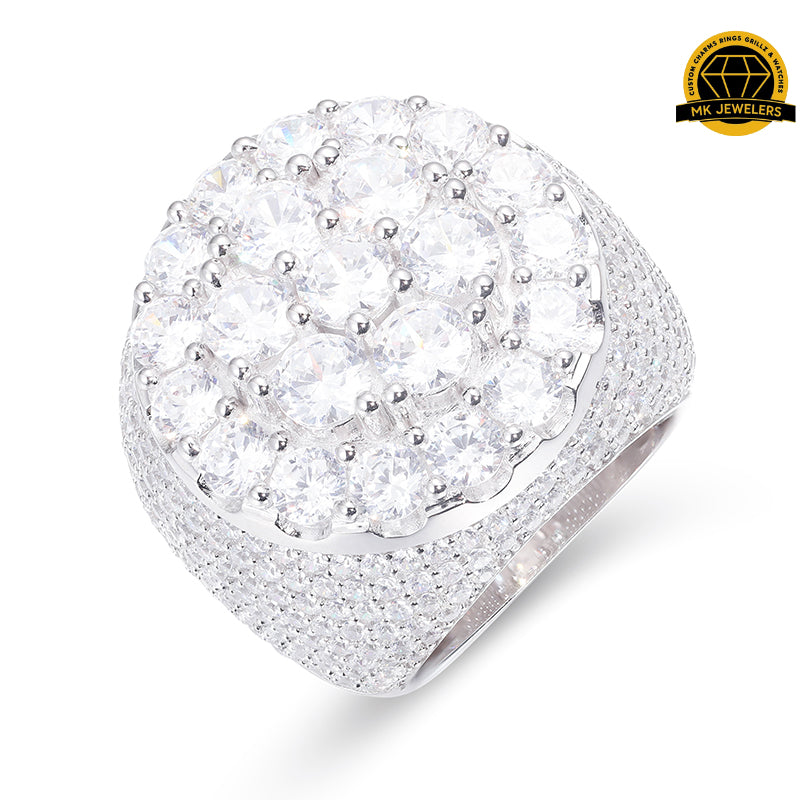 Iced Moissanite Cluster Ring – 25.5MM | 25g | S925 Silver | VVS1 Moissanite | GRA Certified | Sizes 8, 9, 10, 11 | Gold & Rose Gold Available