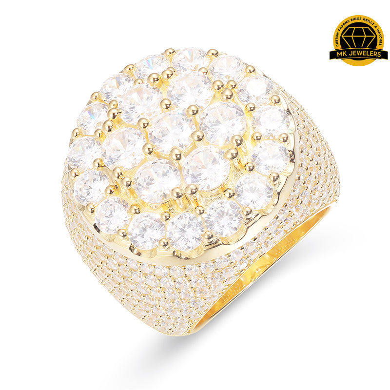 Iced Moissanite Cluster Ring – 25.5MM | 25g | S925 Silver | VVS1 Moissanite | GRA Certified | Sizes 8, 9, 10, 11 | Gold & Rose Gold Available