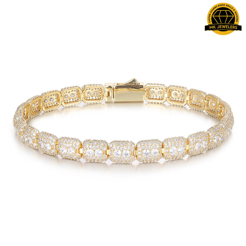 7MM Moissanite Cluster Link Bracelet – 8-Inch | 925 Sterling Silver or Gold Finish | GRA Certified