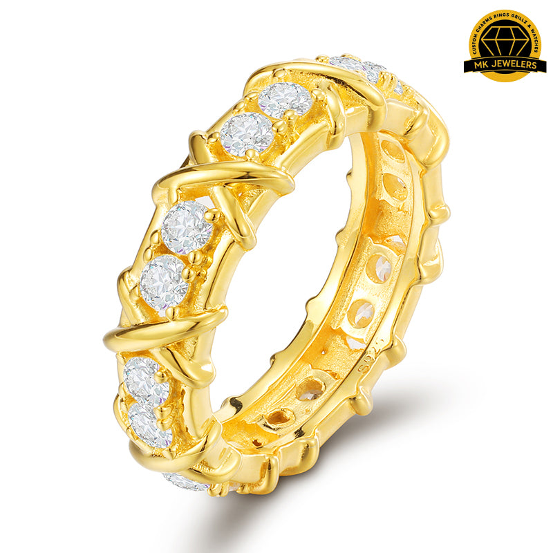 Criss-Cross Eternity Band – 8MM | 6g | S925 Silver or Gold & Rose Gold | VVS Moissanite | GRA Certified