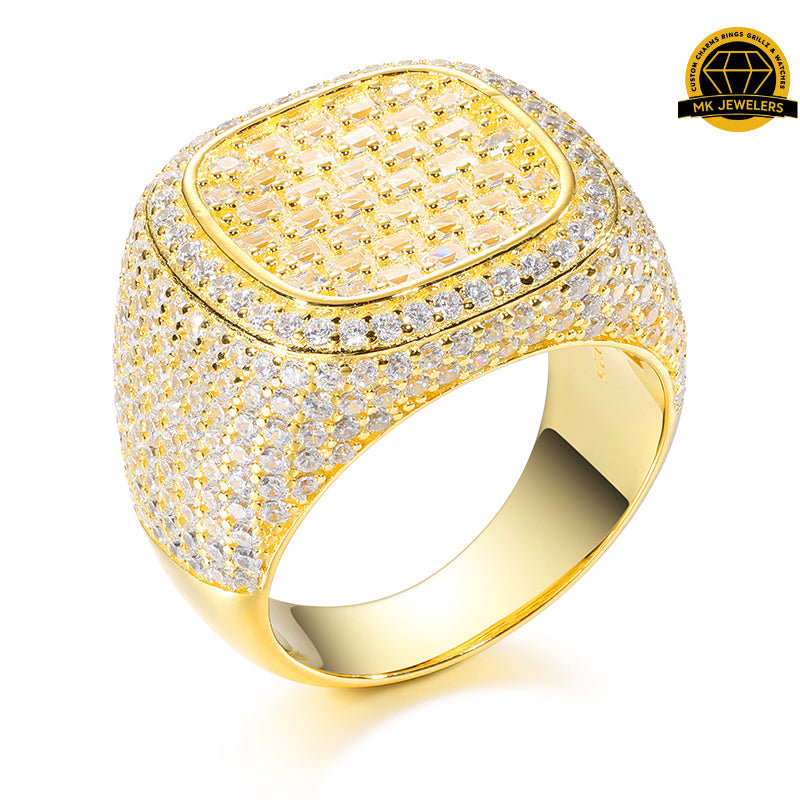 Iced-Out Moissanite Square Cluster Ring – 23MM | 14.5g | S925 Silver, Gold & Rose Gold | Sizes 8, 9, 10, 11 | GRA Certified