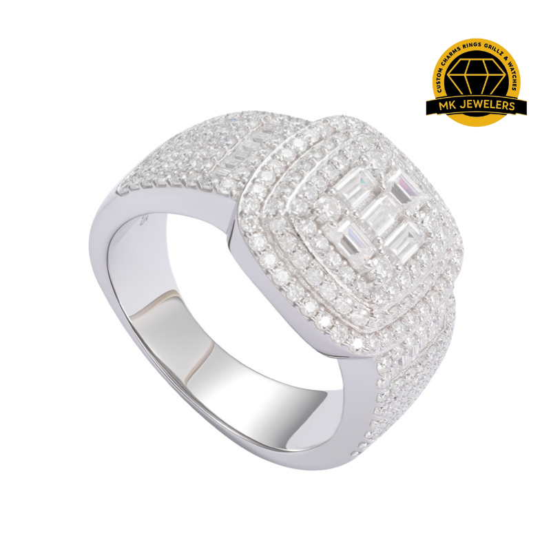 Luxury Cushion Cluster Moissanite Ring – 15MM | 11.53g | S925 Silver, Gold, or Rose Gold | VVS Moissanite | GRA Certified
