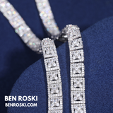 8MM Square Cluster Moissanite Chain – 18/20/22 Inch | Silver, Gold, or Rose Gold | GRA Certified