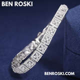8MM Moissanite Square Link Bracelet – 7" / 8" | Silver, Gold, or Rose Gold | GRA Certified
