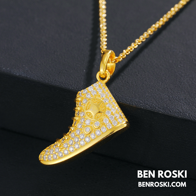 Sneaker Pendant Sterling Silver or Gold / Rose Gold Plated | VVS Moissanite | GRA Certified