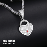 Heart Lock Pendant Sterling Silver or Gold/Rose Gold Plated | VVS Moissanite | GRA Certified