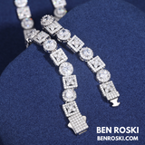 Moissanite Cluster Link Chain – 20 Inch | 8MM | Solid 925 Silver | GRA Certified