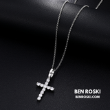 Moissanite Cross Pendant Necklace Sterling Silver or Gold / Rose Gold Plated | VVS Moissanite | GRA Certified