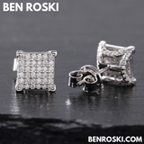 Square Cluster Stud Earrings Sterling Silver, Gold, or Rose Gold | VVS Moissanite | GRA Certified
